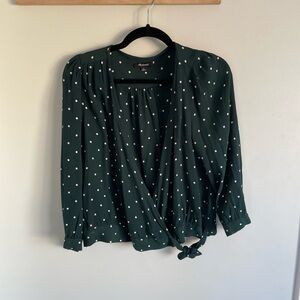 Polka Dot Wrap Top - Green